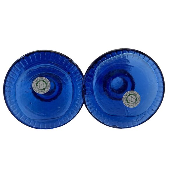 Vitrocolor Candlesticks Art Glass Spain Recycled Blue Opac Tapers Pair - Picture 7 of 10